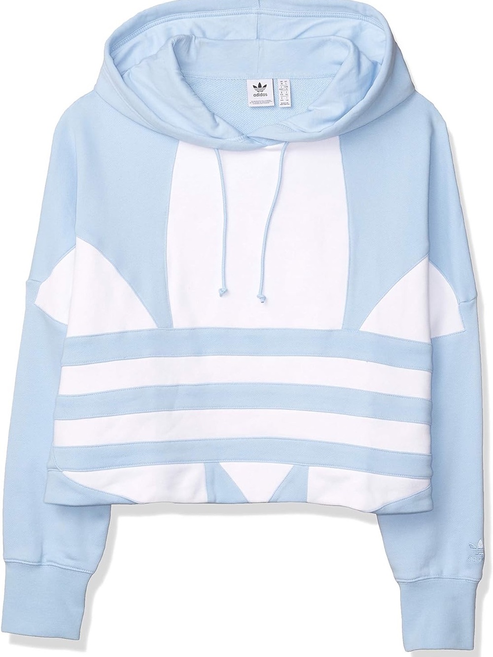 adidas Baby Blue & White Cropped Hoodie